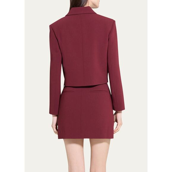 THEORY Admiral Double Breasted Crop Jacket in Grenache - Picture 6 of 14